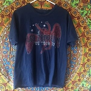 Liquid Blue L Led Zeppelin US Tour 77 Navy Blue SS
